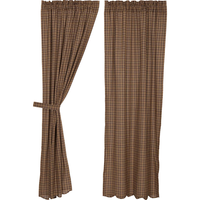 Primitive Prescott Brown & Tan Scalloped Curtain Panels - BJS Country Charm