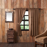 Primitive Prescott Brown & Tan Scalloped Curtain Panels - BJS Country Charm