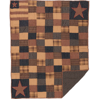 Country Primitive Patriotic Patch Quilted Throw - BJS Country Charm