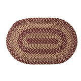 Country Primitive Burgundy & Tan Braided Jute Rug 20x30 Oval - BJS Country Charm