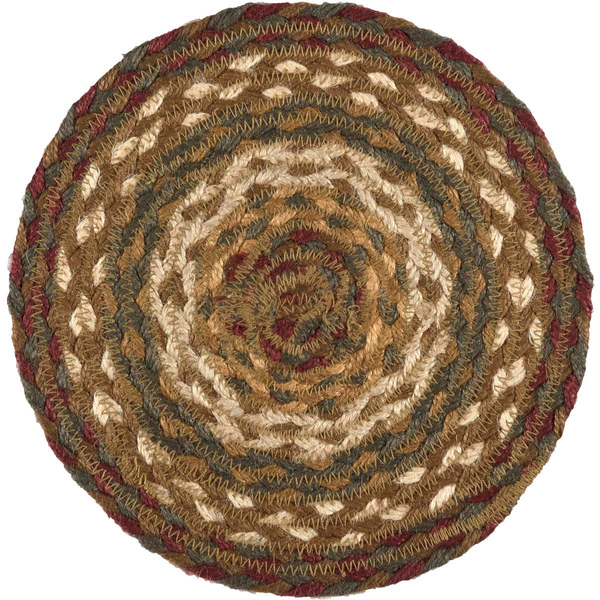 Country Primitive Tea Cabin Braided Trivet Candle Mat 8" Round - BJS Country Charm