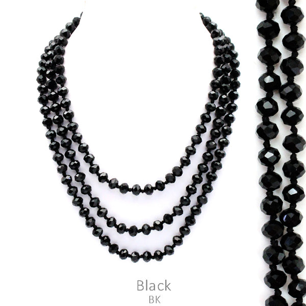Black 60" Faceted Crystal Beaded Necklace - BJS Country Charm