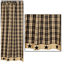 Country Primitive Black Farmhouse Star Shower Curtain - BJS Country Charm