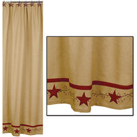 Primitive Star Vine Cotton Burlap Shower Curtain - BJS Country Charm