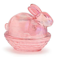 PINK BUNNY GLASS CANDY DISH