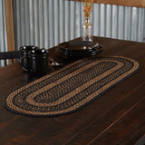 Country Primitive Braided Farmhouse Table Runner 36" Black
