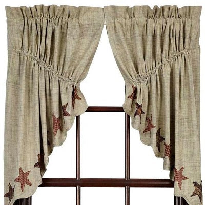 Primitive Abilene Star Prairie Swag Curtains - BJS Country Charm