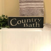 Farmhouse Country Bath Primitive Block Sign Shelf Sitter