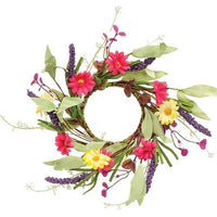 Country Farmhouse Spring Mix Daisy Candle Ring Wreath