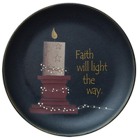 Country Primitive Decorative Plate Faith Will Light The Way