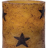 4" Burnt Mustard Black Star Pillar Candle w Timer - BJS Country Charm