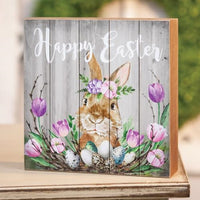 Country Primitive Happy Easter Spring Floral Box Sign - BJS Country Charm