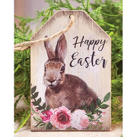 Happy Easter Floral Bunny Tag Ornament - BJS Country Charm
