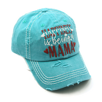 Turquoise Baseball Cap Happiness is Being A Mama