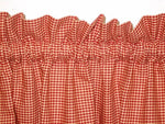 Country Primitive Barn Red & Tan Micro Gingham Homespun Valance Handmade - BJS Country Charm