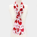 Pink Satin Feel Striped Rose Flower Pattern Scarf - BJS Country Charm