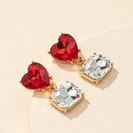 Valentine's Heart Rhinestone Dangle Earrings