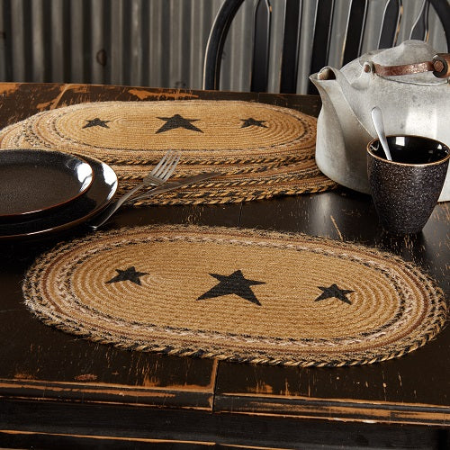 Kettle Grove Stenciled Star Braided Placemat - BJS Country Charm
