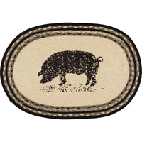 Country Farmhouse Sawyer Mill Pig Braided Jute Placemat