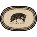 Country Farmhouse Sawyer Mill Pig Braided Jute Placemat