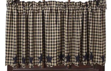 Black Star Scalloped Tier Curtains - BJS Country Charm