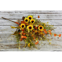Country Farmhouse Sunflower & Pumpkins Pick 18" Fall Floral Bunch Stem