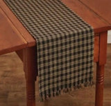 Country Primitive Sturbridge Black Plaid Table Runner