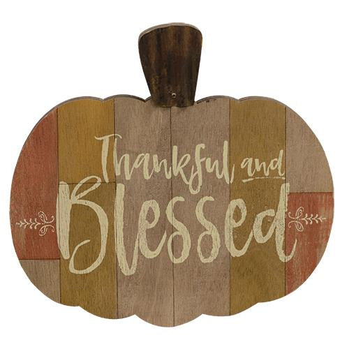 Country Primitive Wooden Thankful & Blessed Pumpkin - BJS Country Charm