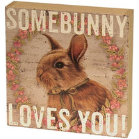 Primitive Farmhouse Easter Bunny Box Sign - BJS Country Charm