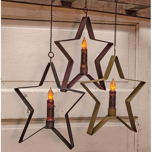 Country Primitive Medium Hanging Star 4" Taper Candle Holder - BJS Country Charm