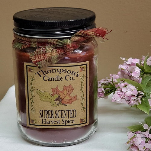 Harvest Spice 12 oz Jar Candle - Thompson's Candle Co. - BJS Country Charm