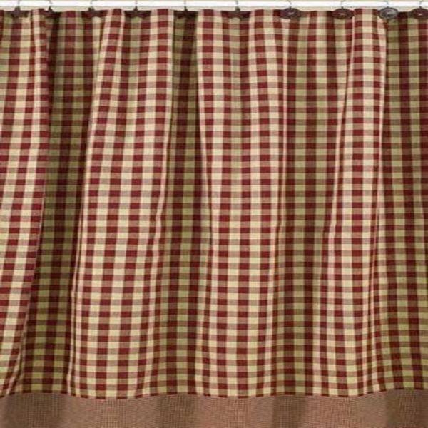 Primitive Burgundy York Shower Curtain - BJS Country Charm