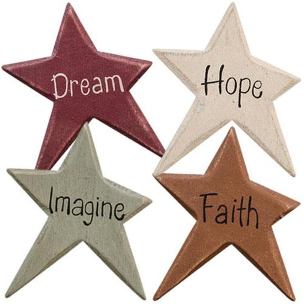 Country Primitive Star Word Magnets Dream Hope Imagine Faith - BJS Country Charm