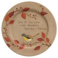 Country Primitive Sing to The Lord with Thankful Hearts Decorative Fall Plate - BJS Country Charm