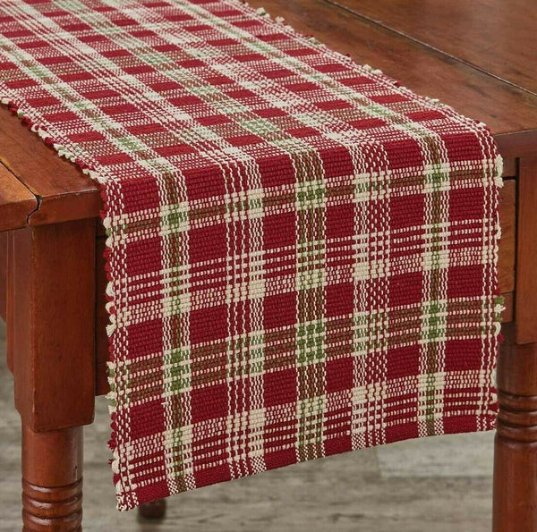 Country Farmhouse HOLLY BERRY Table Runner CRANBERRY GREEN CREAM 13" x 36"