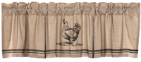 Primitive Sawyer Mill Chicken Stenciled Country Farmhouse Lined Valance - BJS Country Charm