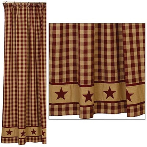 Cranberry Country Star Shower Curtain - BJS Country Charm