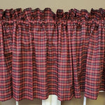 Country Primitive Red and Black Plaid Homespun Valance