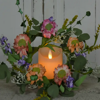 Mixed Garden Flower 4.5" Candle Ring Wreath