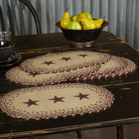 Country Primitive Burgundy Star Braided Placemat - BJS Country Charm