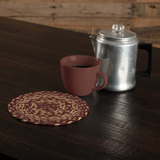 Country Primitive Burgundy Braided Trivet Jute Candle Mat 8" - BJS Country Charm