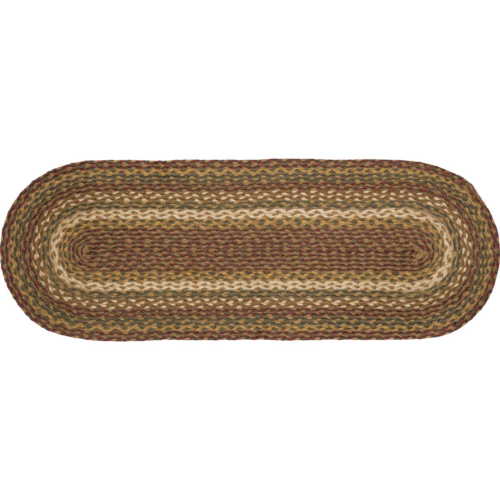 Country Primitive Tea Cabin Braided Jute Table Runner 36" Oval - BJS Country Charm