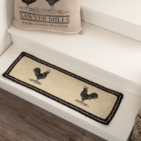 Country Primitive Sawyer Mill Rooster Jute Stair Tread Table Runner 27" - BJS Country Charm
