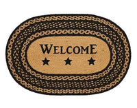 Country Primitive Farmhouse Star Braided Welcome Oval Rug 20 x 30 - BJS Country Charm