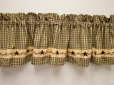 Country PRIMITIVE BERRIES Valance Black Tan Check - BJS Country Charm
