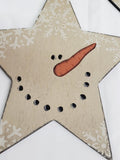 2 Wooden Snowman Star Ornaments - BJS Country Charm