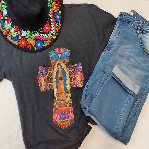 Our Lady of Guadalupe Cross Graphic Tee