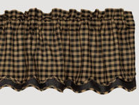 Country Primitive Black Check Scalloped Layered Valance - BJS Country Charm