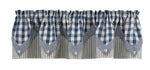Country Primitive York Blue Pointed Valance Farmhouse Window Curtain - BJS Country Charm